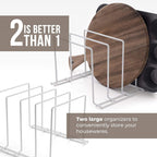 Stock Your Home White (2 Pack) Steel Baking Pan Organizer Rack for Cabinet or Counter, Holder for Kitchen Cutting Boards, Pot Lids, or Cookie Sheets - Rust Proof Wire, Drying Storage