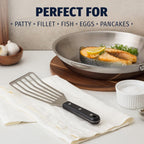 Zulay Kitchen Fish Spatula Stainless Steel - Spatulas for Non-Stick Cookware - Slotted Stainless Spatula - Easy to Clean Turner 12.4