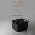 BINO | Woven Plastic Basket | Large (Black), 3-Pack | THE JUTE COLLECTION | Home Organization, Space - Saving Storage, Stylish Design | Jute Basket | Plastic Storage Basket