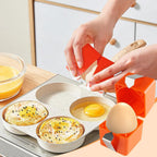 Egg Shell Opener Remover, Eggs Peeler Separator for Boiled and Raw Eggs, Stainless Steel Eggshell Cutter Kitchen Tools for Cooking and Breakfast Prep (Orange Square, 3 Pcs)
