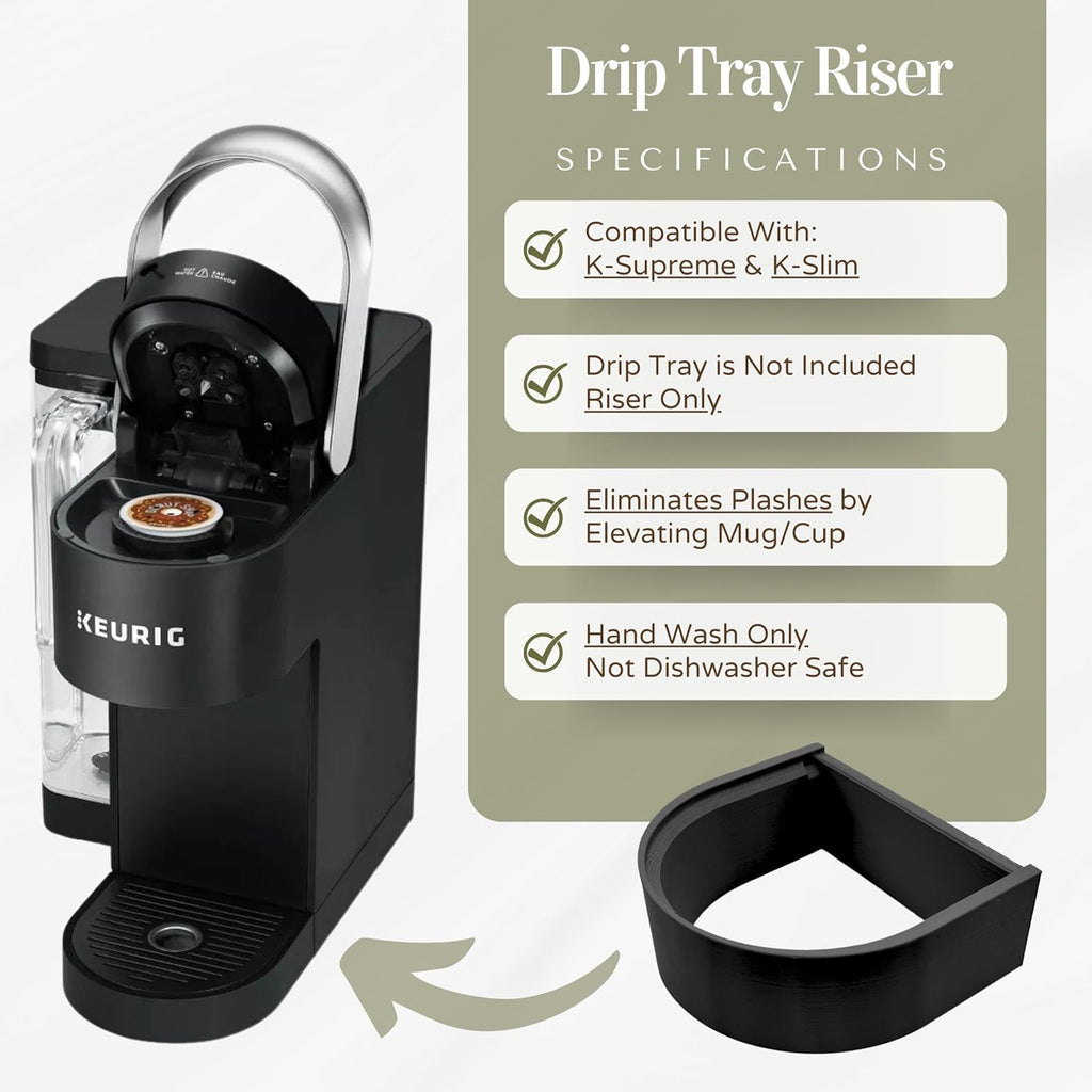 Drip Tray Mug/Cup Riser Made for the Keurig to Reduce Splashes - Riser Only (Gray, K-Slim 1.25 Inches Tall)
