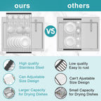 BBXTYLY Extra Expandable Roll Up Dish Drying Rack,Over The Sink Drying Rack Sink Cover Kitchen Sink Accessories Kitchen Rolling up Stainless Steel Drainer, Foldable,Rollable（Black，22.8''-12.4''）