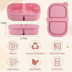 2/3/4Pack 8 oz Reusable Silicone Snack Containers with Lids, Mini Containers 2 Compartments Snackle Box for Kids & Adults, Portable Silicone Food Storage Box for Picnic, School, Office (8oz-2C-4Pcs)