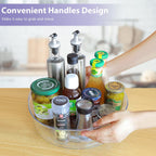 GUZON 4 Pack Lazy Susan Organizer for Cabinet, Upgraded 11.5" Clear Lazy Susan Turntable with Handles and Raised Edge, Rotating Spice Storage for Kitchen, Pantry, Refrigerator, Bathroom, Table