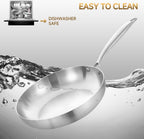 Inqibee 8 Inch Tri-Ply Stainless Steel Frying Pan with Lid,Omelet Pan,Egg Pan,Skillet,Induction Cooking Pan,Dishwasher and Oven Safe