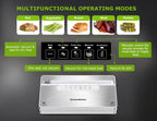 Bonsenkitchen Vacuum Sealer Machine, Stainless Steel Food Sealer Vacuum Sealers with 30 Bags & 1 Roll, 5 Food Vacuum Modes, Built-in Cutter & Bag Storage (White Silver)