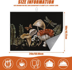 Vintage Mushroom Dish Drying Mat for Kitchen Counter Microfiber Absorbent Dish Kitchen Drying Mat Draining Reusable Washable for Dishes/Utensils/Counterto