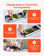 VEVOR Vegetable Chopper, Food Veggie Cutter with 3 Stainless Steel Blades, Onion Slicer with Container, Salad Potato Dicer Kitchen Gadgets & Essentials Home Appliances Tools for Easy DIY, Silver