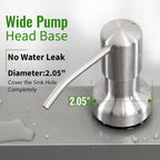 Soap Dispenser for Kitchen Sink, Kitchen Sink Soap Dispenser with 17 OZ Bottle, Refill from The Top Bar, Longer Threaded Shaft Shank, Wide Pump Head Base (Brushed Nickel)