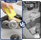 Sink Strainer Basket, Triangle Suction Cup Sink Corner Rack, New Upgraded Corner Sink Strainer with Drainage Hole, Punch-Free Corner Sink Trash Catcher for Kitchen and Bathroom (Black)