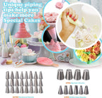 207 Pcs Cake Decorating supplies Kit for Beginners Cake Turntable-100+ Piping Bags-Russian Piping Tips-Icing Spatula Cake Decorating Tools