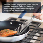 Misen Fish Silicone Spatula - Slotted Turner for Cooking - Perfect for Frying - Heat Resistant - Dishwasher Safe -1mm Thick Flexible Flipper - Soft Silicone Grip Handle for Easy Use