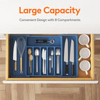 Lifewit Silverware Drawer Organizer, Expandable Utensil Tray for Kitchen, BPA Free Flatware and Cutlery Holder, Adjustable Plastic Storage for Spoons Forks Knives, Large, Dark Blue