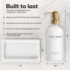Luxury Glass Hand and Dish Soap Dispenser Set by Brighter Barns - Kitchen Soap Dispenser Set with Tray for Kitchen Sink - White and Gold Home Accessories & Decor for Restaurants, Airbnb, Gift (Gold)