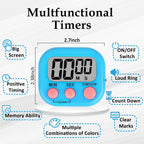 ZILLEEN 6 Pack Kitchen Timers for Cooking Digital Classroom Timers for Kids Teachers Blue Green Purple