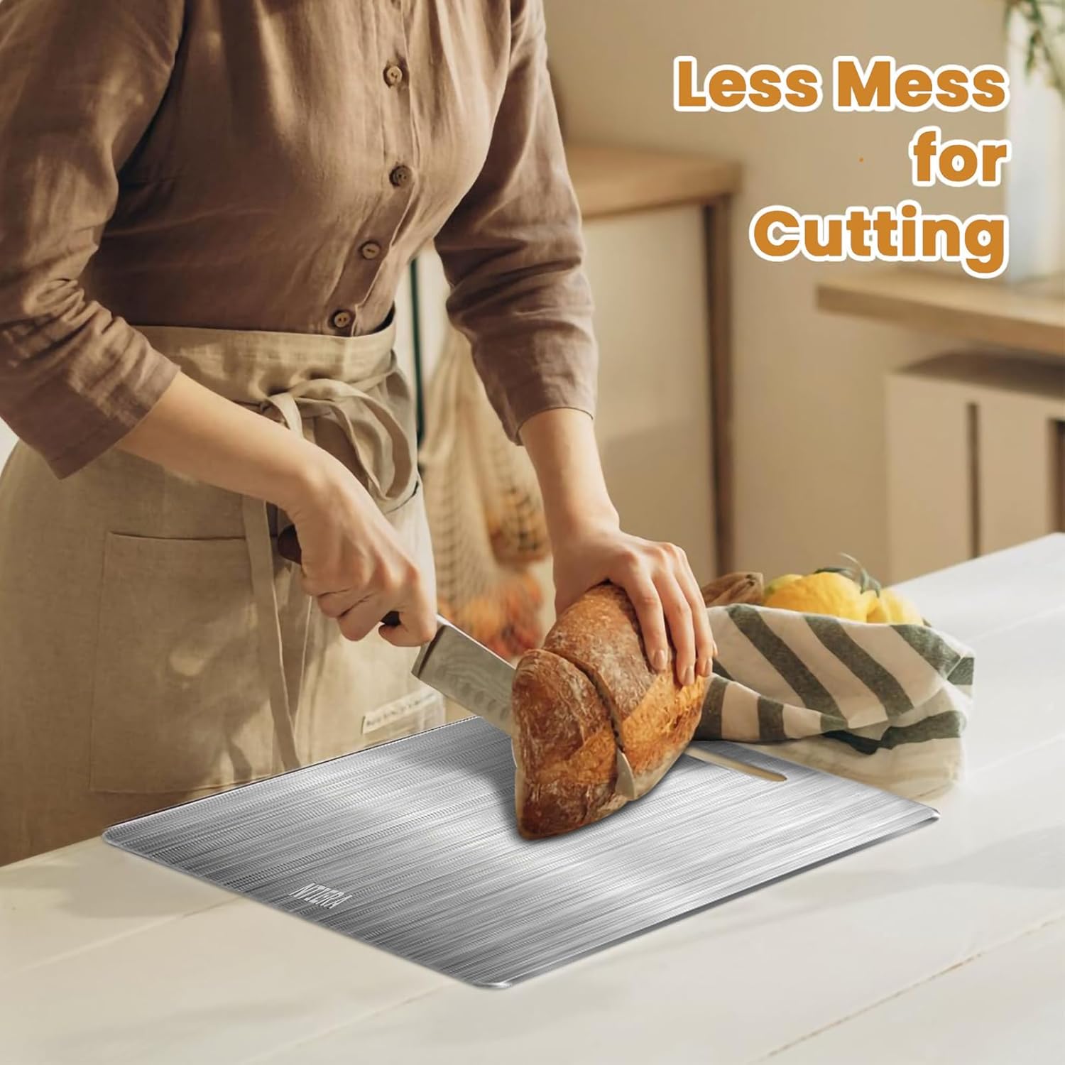 New Titanium Cutting Board-Stainless Steel Cutting Boards for kitchen,Double-Sided Food Grade Non Toxic Cutting Board,Chopping Boards Necessities for Home Outdoor Camping Meal Prep,Easy to Clean(XL)
