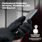 Jointown Basic Heavy Duty Nitrile Gloves, Mechanic Gloves 8 Mil Nitrile Disposable, with Raised Diamond Texture, Case of 100, Black, XLarge