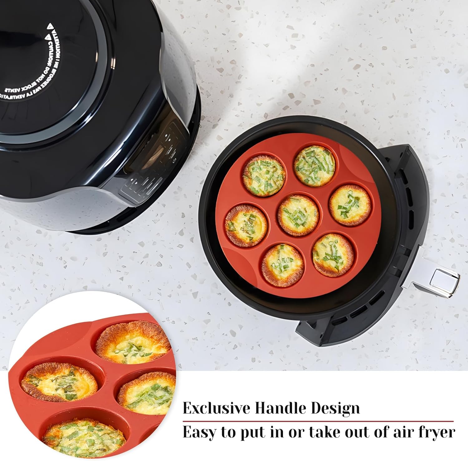 2 Pack Egg Bites Silicone Mold for Air Fryer, 7 Cups Muffin Pan Non-Stick Cupcake Baking Molds for Oven, Air Fryer, Pot
