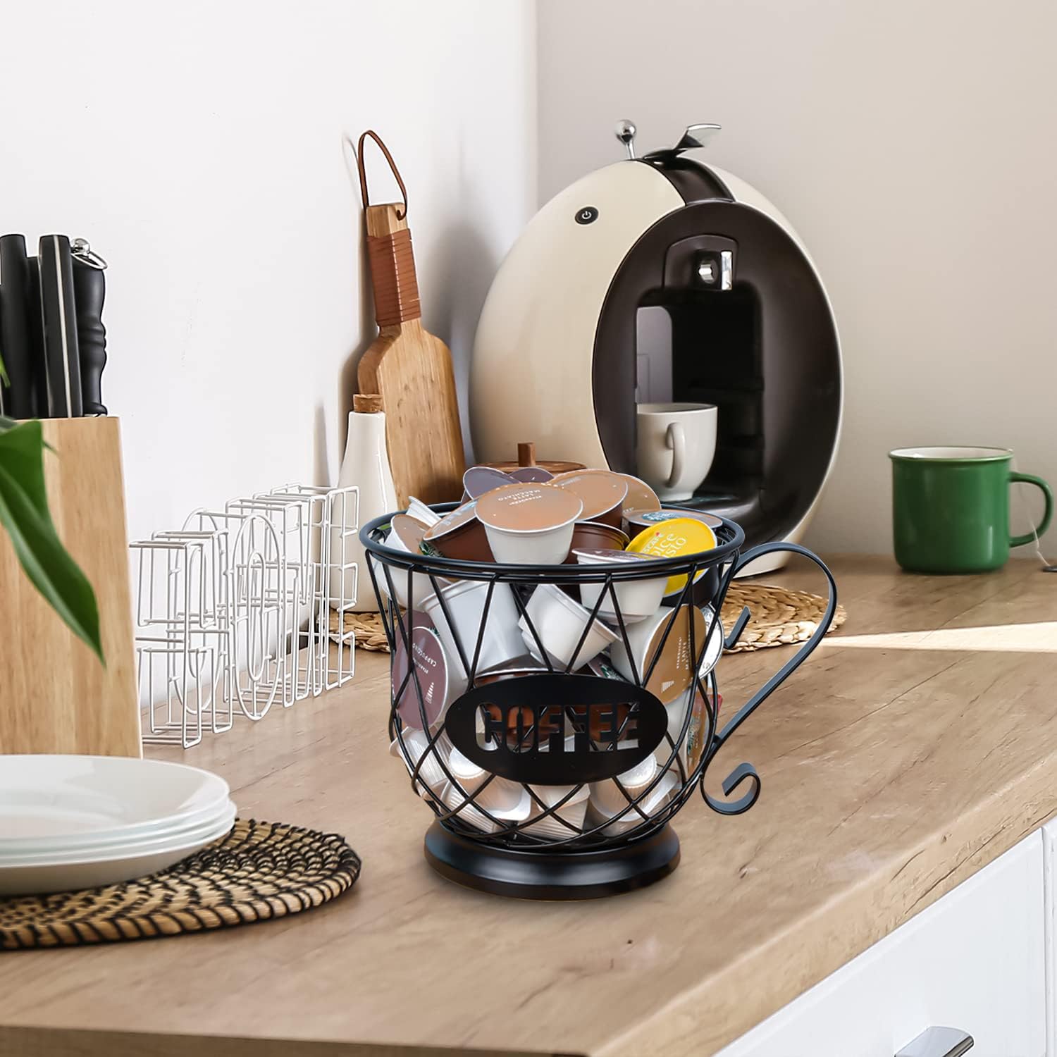 TreeLen Coffee Pod Holder, K Cup Organizer, Large Capacity K Cup Holder for 40 K Cups, K Pod Storage for Coffee Bar - Black
