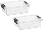 Superio Clear Storage Boxes with Lids, 1.27 Quart Plastic Container Bins for Organizing, Stackable Crates, BPA Free, Non Toxic, Odor Free, Organizers for Home, Office and Dorm, 2 Pack