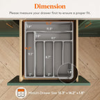 Lifewit Silverware Drawer Organizer Tray, Plastic Cutlery Storage for Kitchen Drawer, Flatware and Utensil Holder Divider for Spoons Forks Knives Tableware, 7 Compartment, Gray