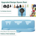Spoon Rest, Silicone Spoon Holder for Stove Top with Drip Pad Suitable for Multiple Kitchen Gadgets, 3-Groove Upgraded Utensil Rest for Kitchen Counter, Heat-Resistant Dishwasher Safe, Lake Blue