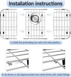 23’’ x 13’’ Stainless Steel Sink Grid, Sink Protectors for Kitchen Sink, Sink Protector with Rear Drain for Single Sink Bowl, Sink Bottom Grid, Sink Grate for Bottom with Sink Strainer