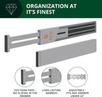 ROYAL CRAFT WOOD Adjustable Bamboo Drawer Dividers Organizers - Expandable Drawer Organization Separators For Kitchen, Dresser, Bedroom, Bathroom and Office, 4-Pack (Large (up to 22")) (Gray)