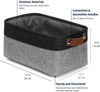 OrganiHaus Small Fabric Storage Baskets for Shelves 6 Pack, 12x8in Closet Storage Bins for Shelves, Cloth Baskets for Organizing, Linen Closet Organizers, Fabric Basket, Gray/Black