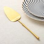 gold Cake Cutter,Stainless Steel Pie Spatula Serrated,Cake Pizza Cutter Tart Dessert Slicer Comfortable Handle(gold)