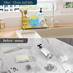 Consumest Sponge Holder for Kitchen Sink - Sink Caddy Organizer with Water Absorbing Stone Tray, Detachable Brush Holder, Stainless Steel Kitchen Counter Organizer Rack, Gold