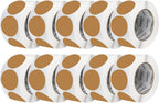 Perco Kraft Brown 3-Inch Perforated Circle Dot Sticker Labels — 10 Rolls, 5,000 Round Stickers — Natural, Cardboard-Like Surface with Permanent Adhesive for Organizing, Crafting & More—Made in USA