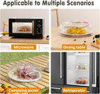 Microwave Splatter Cover 12 Inch Large Plate Cover for Microwave Oven 2 in 1 Food Grade Plastic with Silicone Air Vent Tall Lid BPA Free 3 Pack Clear