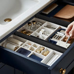 Utoplike Bamboo Dresser Drawer Dividers, 4'' High Adjustable Drawer Organizers for Clothing, Spring Loaded, Works in Kitchen, Bathroom, Bedroom, Drawer, Desk, 4 PCS, Black