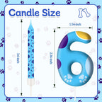 13PCS Blue Dog Paw Birthday Candles Set Cake Topper Numeral Birthday Candles for Boy Girl Dog Paw Decoration(Number 6)