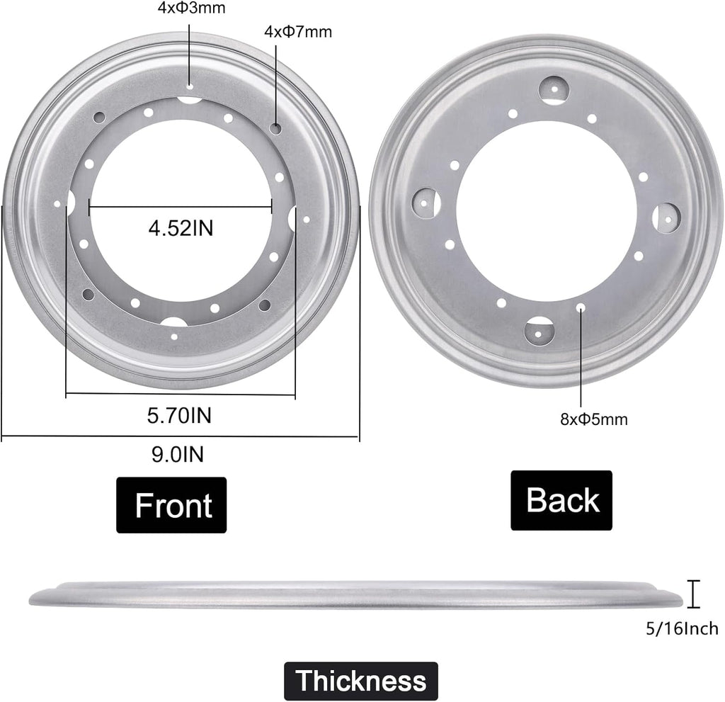 9" Round Lazy Susan Turntable Bearing Plate 5/16”Thick Lazy Susan Hardware, Rotating Swivel Plate with 750 lb Load Capacity, Lazy Susan Turntable Base for Table, Serving Tray, Kitchen