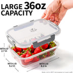 Zulay Kitchen 5 Pack Glass Meal Prep Containers with Lids - Airtight, Premium Borosilicate Glass Food Storage Containers - Microwave, Freezer & Oven Safe, BPA Free - Gray