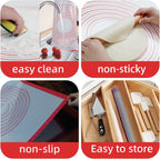 32x24" Silicone Pastry Mat for Rolling Dough Non Slip Non Stick Silicone Mats for Kitchen Counter Red