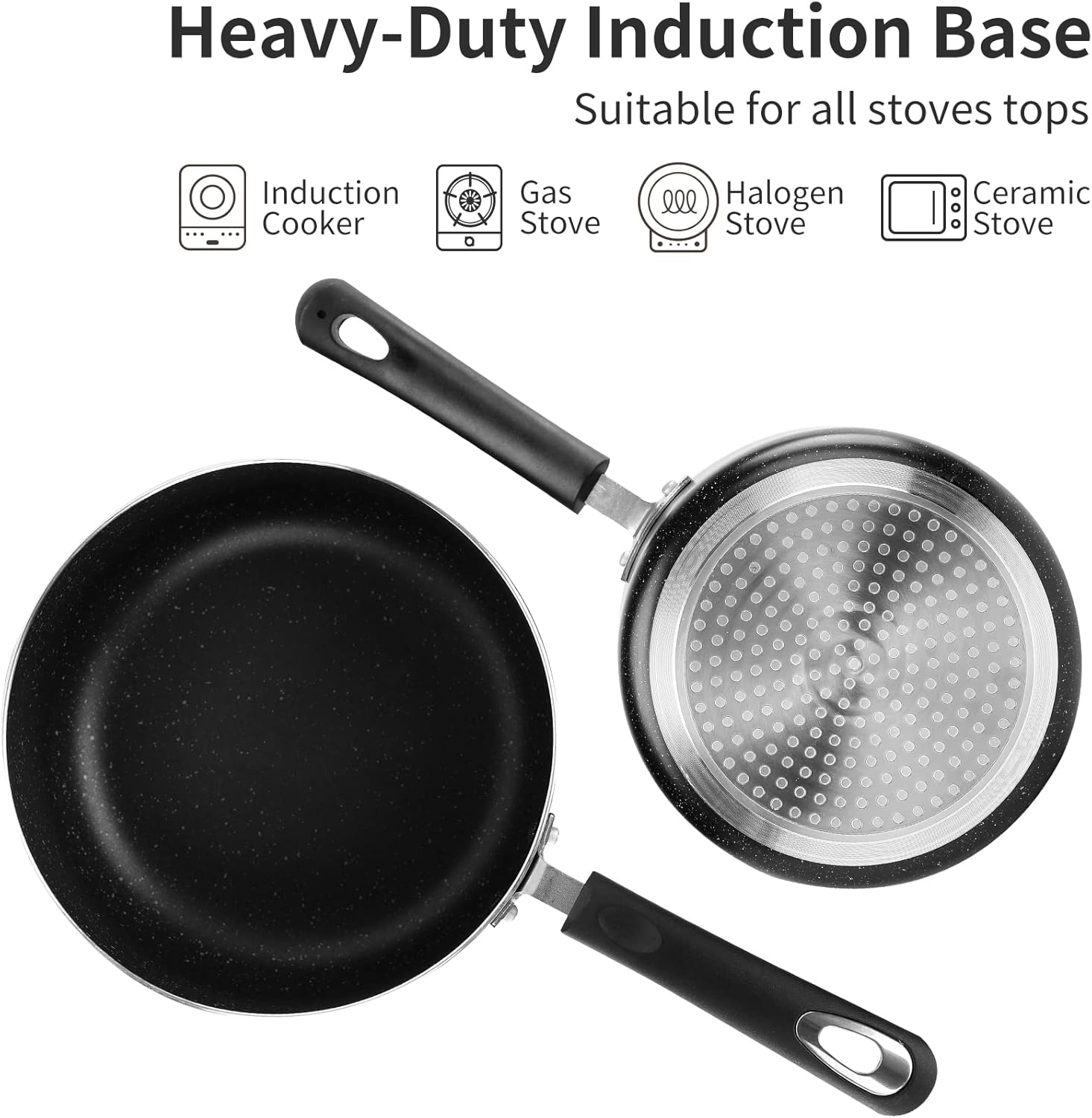 Nonstick Saucepan Set with Lid, Non Stick 2Qt & 3Qt Sauce Pan Set with Glass Lid Small Pot for Home Kitchen