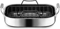 HexClad Hybrid Nonstick Small Roasting Pan with Rack, Dishwasher-Friendly, Oven-Safe Up to 900°F, Compatible with All Cooktops