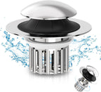 Universal 4 in 1 Bathroom Sink Drain Strainer with Removable Filter Basket, Pop Up Pure Copper Bathroom Sink Stopper, Anti-Clogging Bathroom Drain Stopper Sink Plug