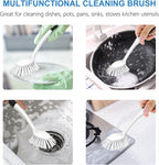 SetSail Dish Brush with Handle, 2 Pack Stiff Bristles Dish Scrubber with Built-in Scraper Dish Scrub Brushes for Cleaning Dishes, Pots and Pans, Kitchen Sink, 3 Pack, Black White