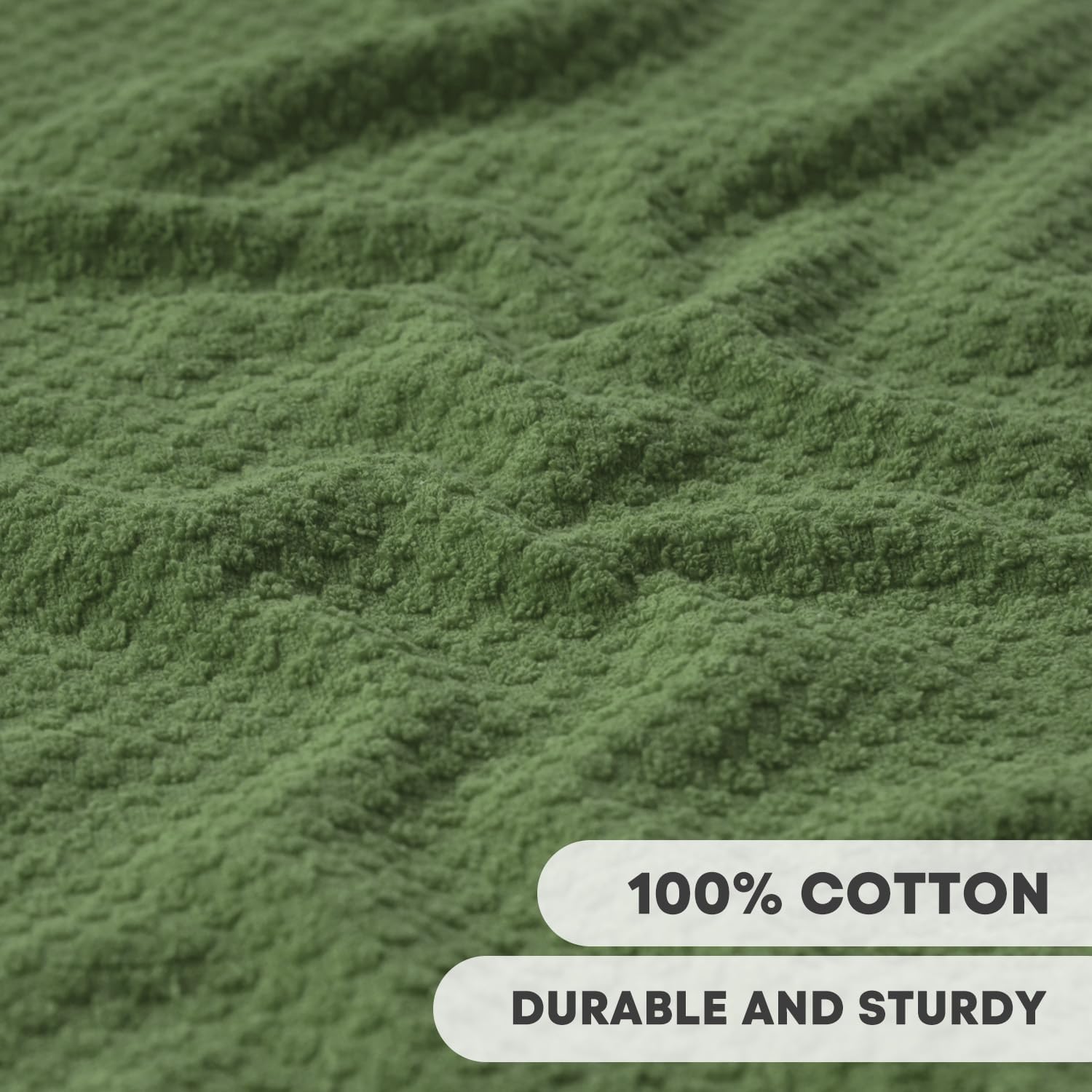 Artoid Mode Ring Spun Cotton Green Kitchen Dish Towels, 15x25 Inch Ultra Soft Absorbent Quick Drying Household Cleaning Tea Towels Bar Towels Set of 6
