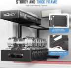 1 Pack 17IN Depth Under Sink Storage Organizer, Large 2-Tier Elegant Mesh Pull Out Shelf for Kitchen and Bathroom Cabinet Organization, L-Shaped and Adjustable Height Design-Black