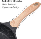 JEETEE Nonstick Frying Pans Skillet with Lid, 12.5" Granite Non-Stick Frying pan, Aluminum Pans with Bakelite Handle, Compatible with All Stovetops (Gas, Electric & Induction), Grey