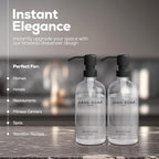 Clear Glass Hand and Dish Soap Dispenser Set by Brighter Barns - Kitchen Soap Dispenser Set & Pump - Glass Bottles for Kitchen Sink - Neutral Home Decor, Modern Farmhouse Bathroom Accessories (Clear)
