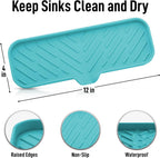 Zulay Kitchen Large Silicone Sponge Holder (12x4) – Flexible Sink Organizer Tray for Kitchen & Bathroom – Multipurpose Soap Dish for Sponges, Makeup, Trinkets & More (Aqua Sky)