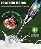 YUSWKO Rechargeable Milk Frother Handheld Frother Wand Drink Mixer for Coffee, Electric Whisk 3 Speed Adjustable, Coffee Foamer Maker with 3 Stainless Whisks Ideal Stirrers for Travel - Pink