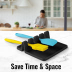 Zulay Kitchen Silicone Utensil Rest with Drip Pad for Multiple Utensils - BPA-Free, Heat-Resistant Spoon Rest & Spoon Holder for Stove Top - Kitchen Utensil Holder for Ladles & Tongs - Black