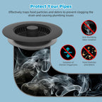 Hibbent All Metal Stainless Steel 3 in 1 Kitchen Sink Drain Strainer, Upgraded Sink Stop Combo, 3 Anti-Clogging Stainless Steel Baskets Strainer with Metal Handle for US Standard 3-1/2" Drain, Black